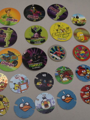 Scooby Doo, Angry Birds, Simpsons, Ninja Turtles Chipicao toy tags set