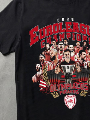 Μπλούζα Ολυμπιακός Πρωταθλητής Euroleague 2026 καινούργια, βαμβακερή