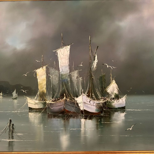 Oil painting seascape with frame like new, 110×78 cm