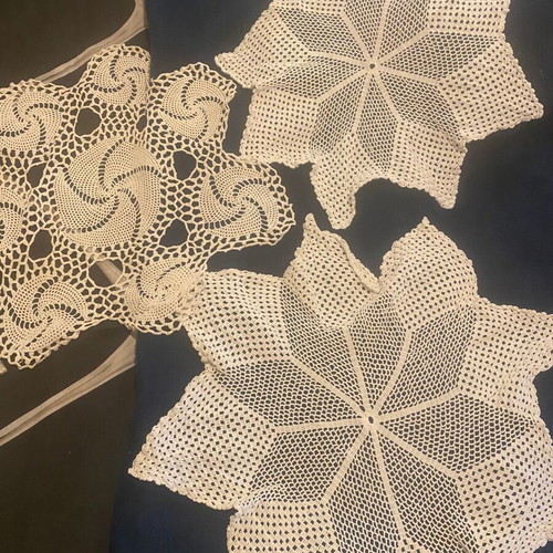 Set of 3 white handmade crochet doilies