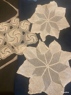 Set of 3 white handmade crochet doilies