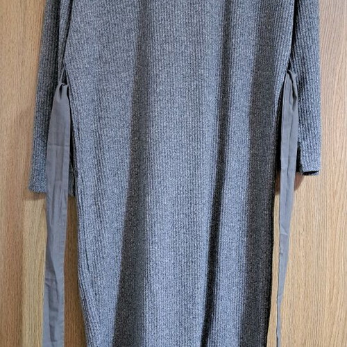 Zara ribbed knit dress no M with belt, like new, beige-brown