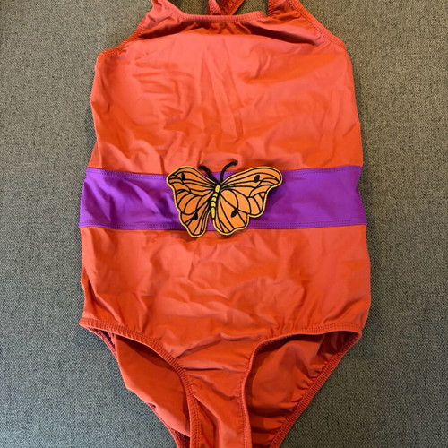 Mini Rodini swimsuit 8 years like new, brick red