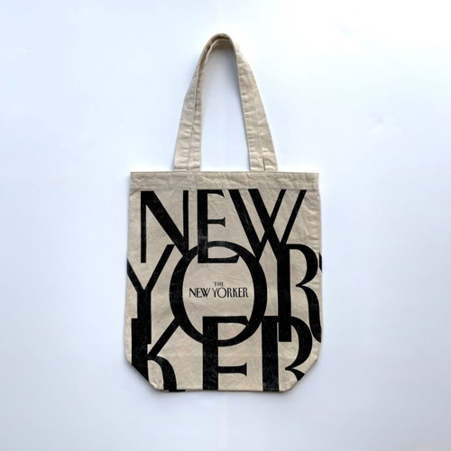 The New Yorker Magazine Canvas Tote Bag used, natural with black logo