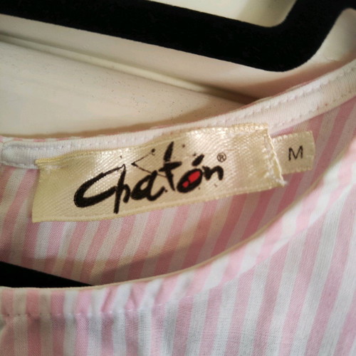 Chaton striped blouse like new, white and pink, size M