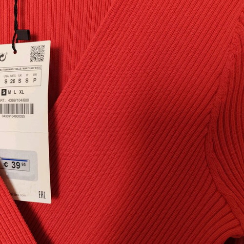 Zara dress red ribbed, new with tag, size S