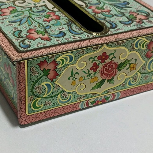 Vintage metal tissue box holder used