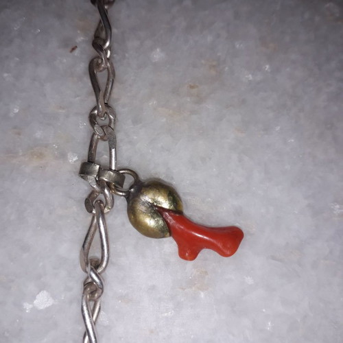 Silver bracelet used with coral vintage chain