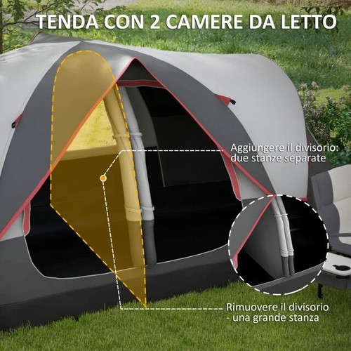 Outsunny Camping Tent for 6-8 People with 2 Separate Rooms