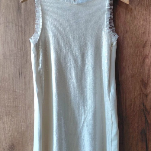 Marasil girls' dress like new, white with sequins and tulle details, size 8