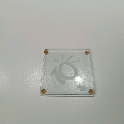 Glass square coaster like new, collectible FAGE