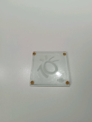 Glass square coaster like new, collectible FAGE