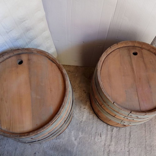 Wooden wine barrels used, 55 liters and 42 liters