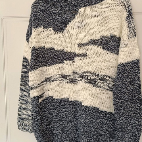 Chunky knit sweater blue white Toi&Moi like new