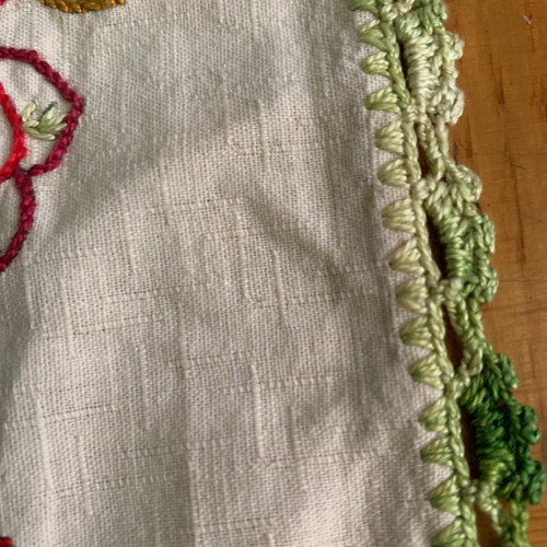 Handmade folk art embroidery used