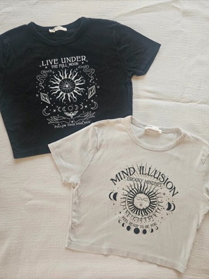 Pull & Bear crop t-shirt set used, sizes M and L, cotton