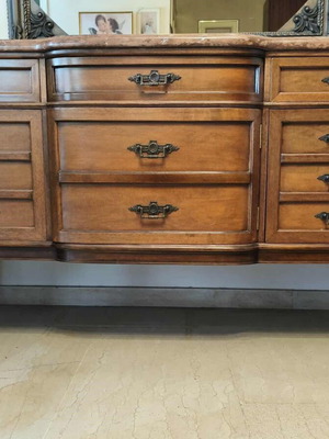 Antique Buffet solid wood with marble top like new, handmade 1981