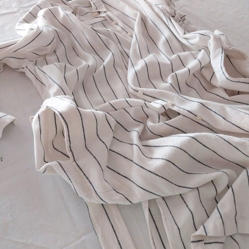 Dress M&S linen striped blue and off white size L/XL like new