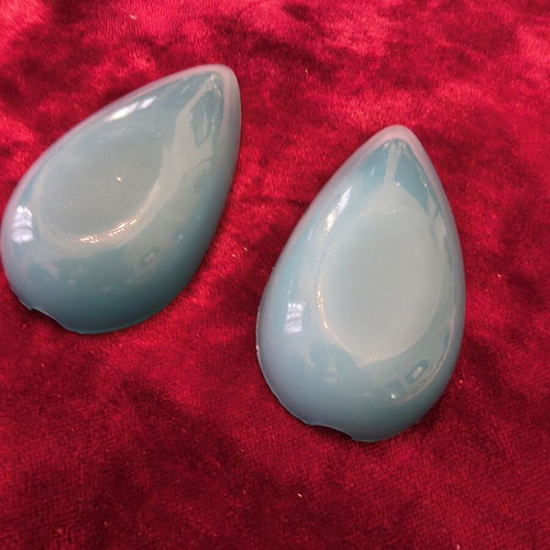Vintage Opal Glass Ashtray Set of 2, Teardrop Shape, Blue