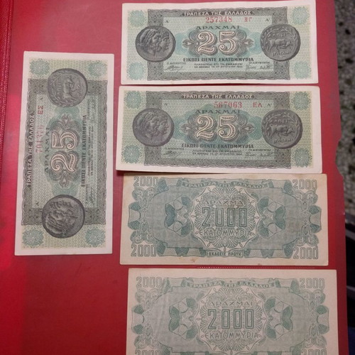 Occupation banknotes used, pack of 5, collared
