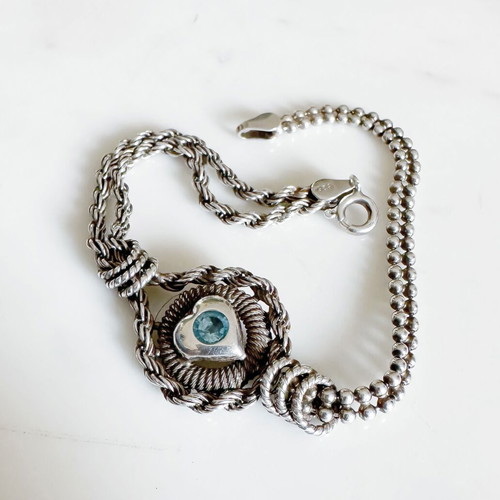 Vintage Italian silver 925 bracelet with blue eye handmade like new