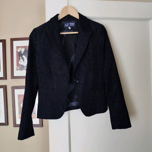 Armani Jeans jacket black like new with small rhinestones