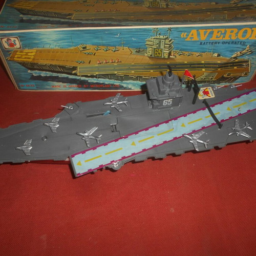 Mister P Mitroplast Averof battery-operated aircraft carrier toy 1970