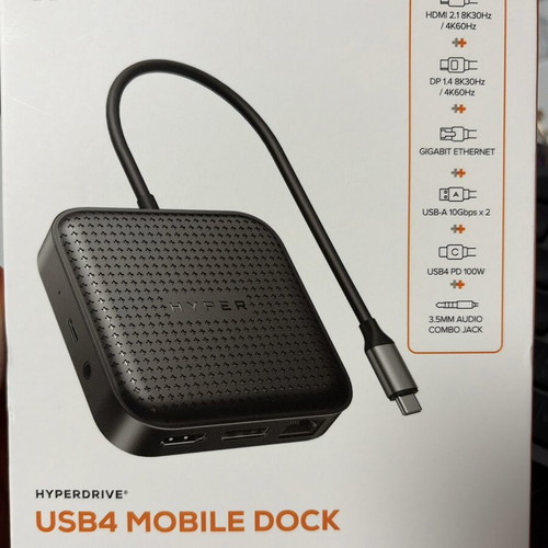 HyperDrive USB4 Mobile Dock HD583 like new, 8K video support
