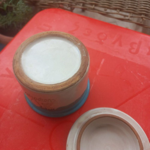 Souvenir coffee jar Agios Efstratios like new, ceramic