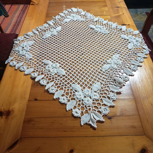White crochet doilies, 3 different, new