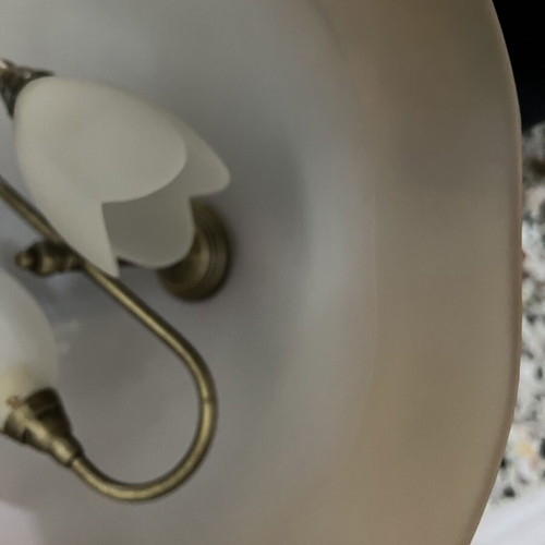 Vintage lamp light used, glass with beige shade