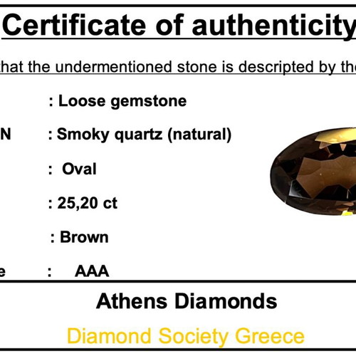Smoky quartz natural oval cut gemstone, new
