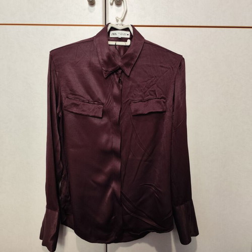 Shiny Zara shirt new, burgundy, size M