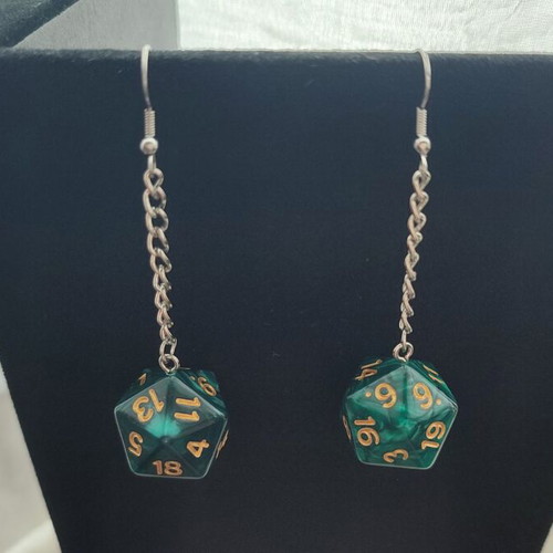 Earrings with resin role-playing game dice design like new