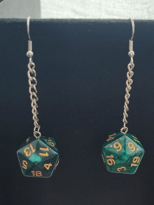 Earrings with resin role-playing game dice design like new
