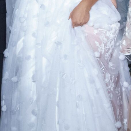 Romantic A-line wedding dress with 3D details