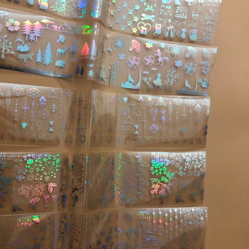 Ολογραφικά αυτοκόλλητα νυχιών Aurora Glass καινούργιο, πακέτο 5 τεμ.