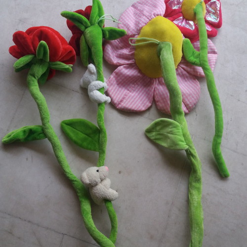 Velvet flowers new, set of 4 pieces
