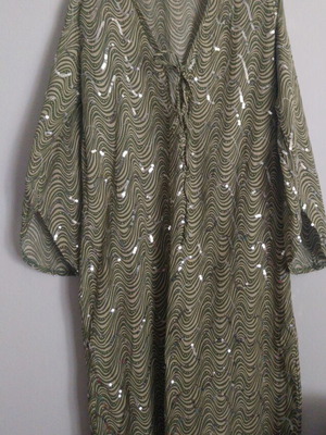 Diamond women's maxi dress with pearls like new, size L, khaki green