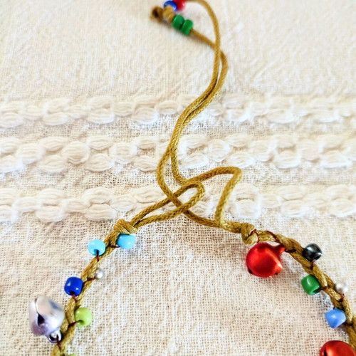 Handmade anklet with colorful beads and bells like new, boho style
