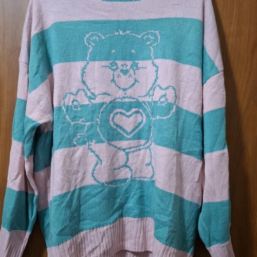 H&M Care Bear striped sweater like new, multicolor