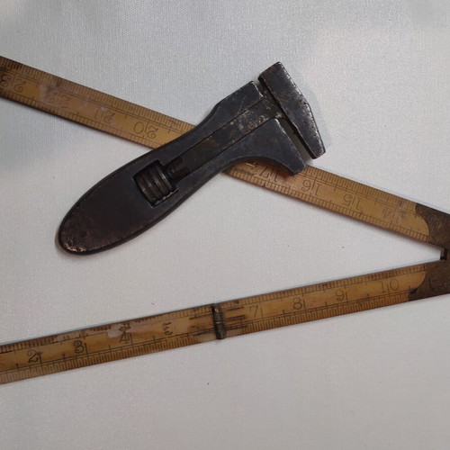 Adjustable Vintage Wrench and Folding Wooden Ruler used