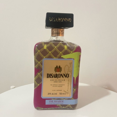Disaronno collectible bottle used, Disaronno Wears Trussardi