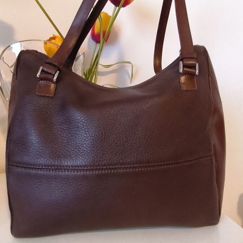 Barbara Milano leather shoulder bag used, brown, made in Italy