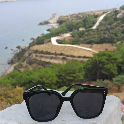Sunglasses new with dark green acetate frame and UV400 protection