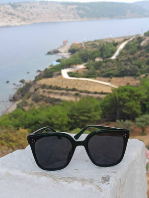 Sunglasses new with dark green acetate frame and UV400 protection