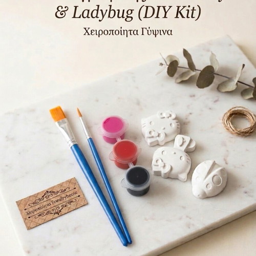 Hello Kitty & Ladybug DIY Painting Set new, handmade plaster figures