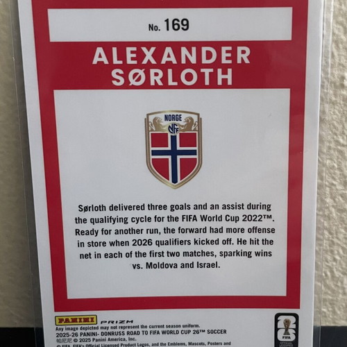 2025-26 Panini Donruss Optic Road to World Cup Alexander Sorloth Norway Argyle #169 like new