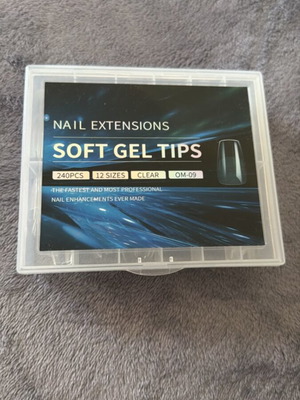 Soft Gel Tips OM-09 gel tips νυχιών, 240 διάφανα σε 12 μεγέθη