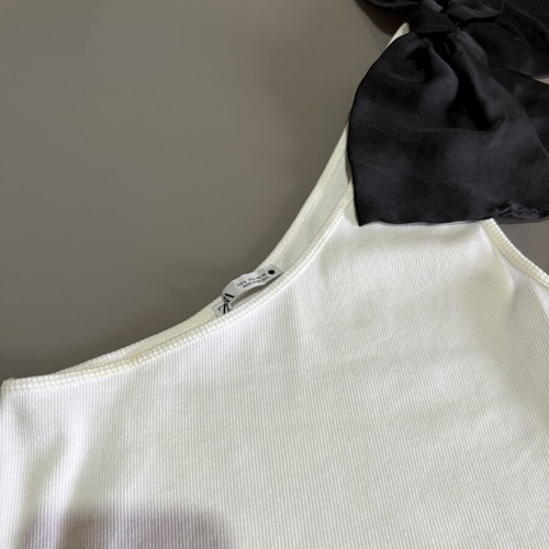 Τοπ ριμπ Zara με σατέν φιόγκο άσπρο μέγεθος L σαν καινούργιο